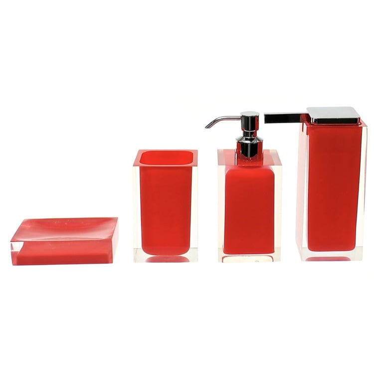 Bathroom Accessory Set, Gedy RA200-06, Red Accessory Set Crafted of Thermoplastic Resins
